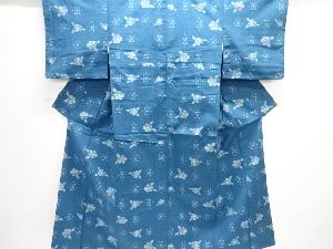 捻花模様織出し手織り紬着物